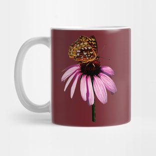 Daisies - Fritillary on Purple Coneflower Mug